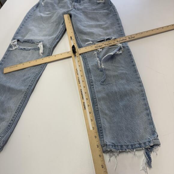 Zara Jeans Womens 2 EUR 34 Light Blue Distressed Ripped Straight Leg Frayed Hem - Picture 9 of 9